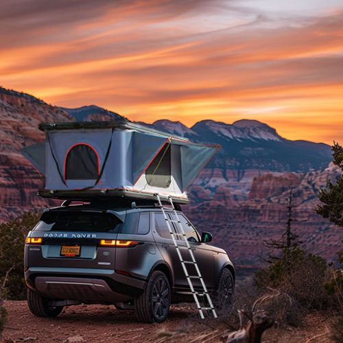 Enjoy the beauty of nature in a rooftop tent at sunset