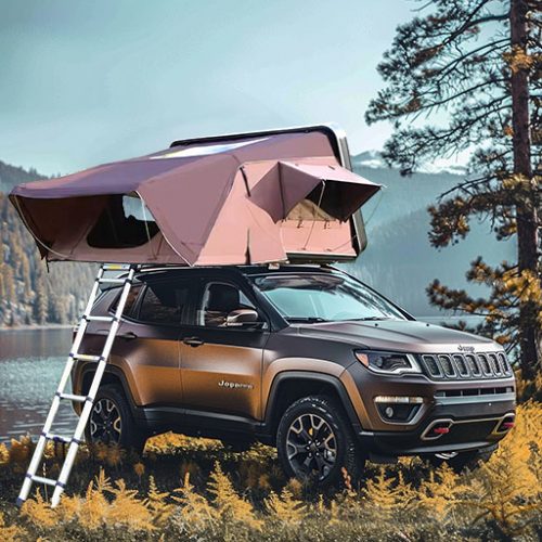 Outdoor camping, enjoy nature in a rooftop tent