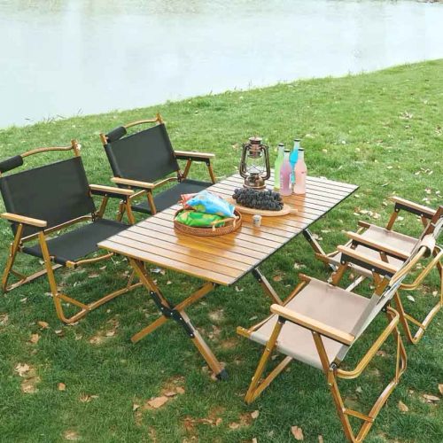 Portable folding tables and chairs, sit and enjoy nature