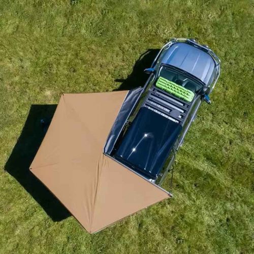 Top view of the fan-shaped car side tent