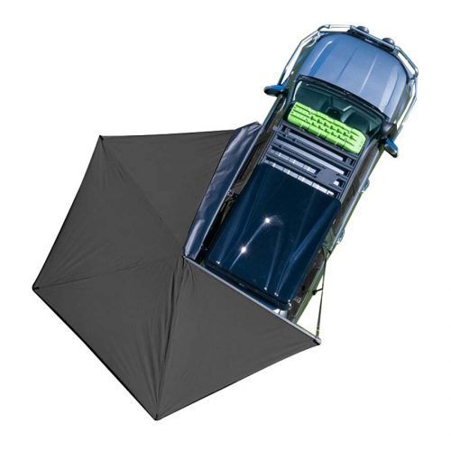 Top view of the fan-shaped car-side tent